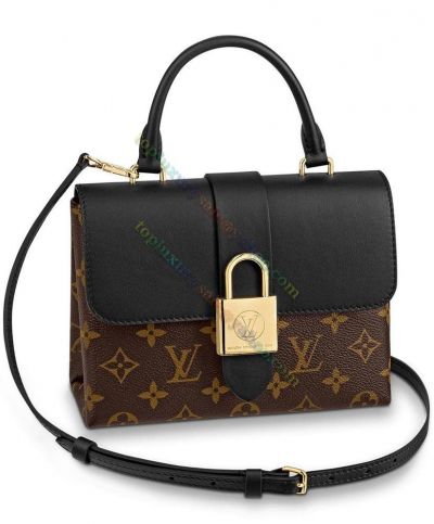  Louis Vuitton Monogram Locky BB Brown Canvas Black Smooth Cowhide-leather Leather Flap Giant Yellow Gold Bolts-clipping Crossbody Bag M44141