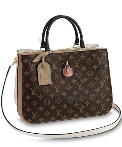Louis Vuitton Millefeuille Monogram Coated Brown Canvas Women Colorful Leather Patchwork 3 Compartments Timeless CrossbodyBag Apricot