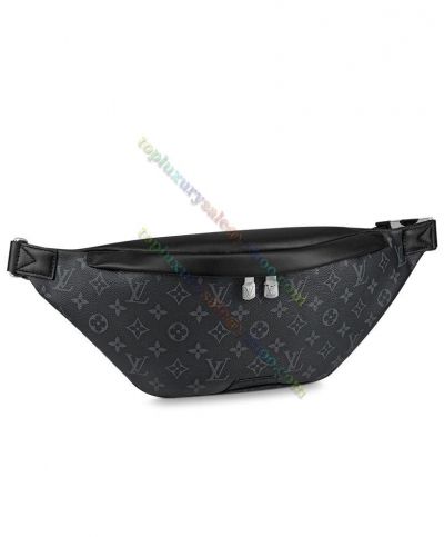 Clone Louis Vuitton Monogram Discovery M44336 Double Silver Zipper Closure Black Coated Canvas Leather Patchwork High Quality Neutral Bumbag