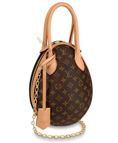 Louis Vuitton Monogram Egg Bag Flower Pattern Chain Strap Double Zipper Closure Rounded Top Handles Women Hot Selling Brown Canvas Beige Leather Chain Bag 