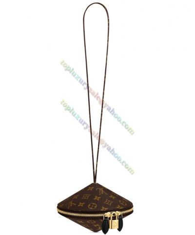 Louis Vuitton Toupie Monogram Coated Brown Canvas Double Zipper Closure Padlock Detail Female Cone Crossbody Bag Timeless Style 