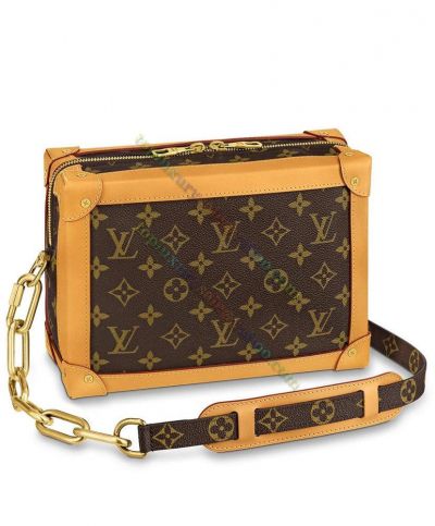  Louis Vuitton Ladies Soft Trunk Monogram Coated Brown Canvas Coffee Leather Detail Brass Double Zipper 2022 Best Crossbody Bag