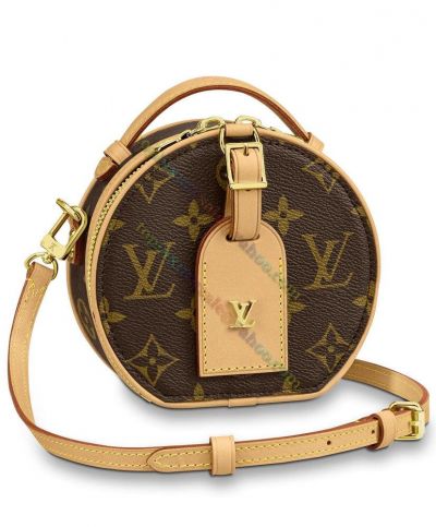  Louis Vuitton Mini Boite Chapeau Single Flat Handle Large Name Tag Pendant Female Brown Canvas Double Zipper Bag 