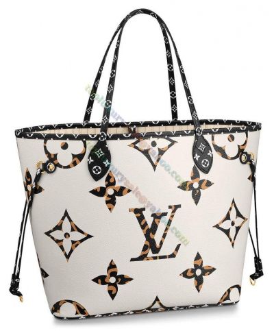 Louis Vuitton Neverfull MM Monogram Giant Jungle Womens  Ivory & Havana Beige Fashion Tote Bag For Sale M44716