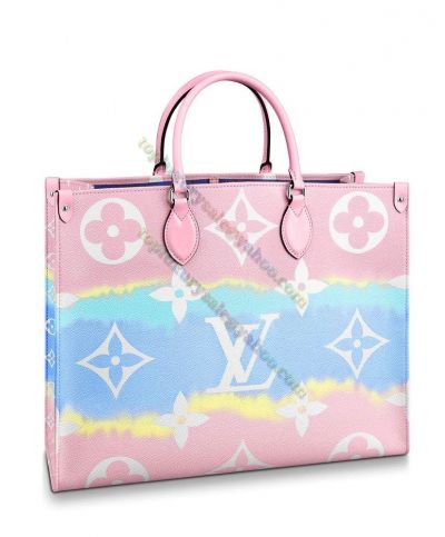  Louis Vuitton LV Escale Onthego GM Large Monogram Printing monogram Logo Signature Ladies Pink Tie-dye Tote Bag