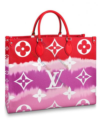  Louis Vuitton Escale Onthego GM Monogram Pattern Sandbeach Style LV Red Canvas Tote Bag M45121