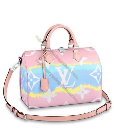 Louis Vuitton Speedy Bandouliere 30 LV Logo Printing Escale Pink Canvas  Tie-dye Style Female Shoulder Bag M45123