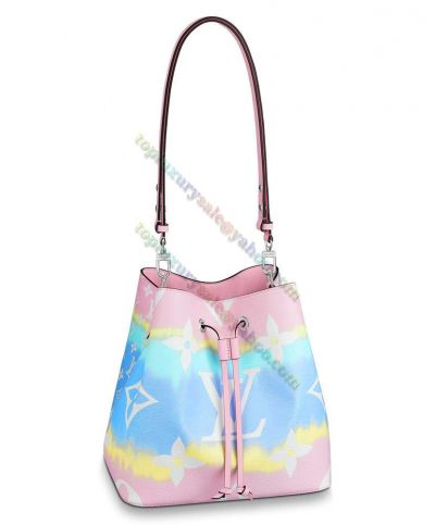 Louis Vuitton Escale Neonoe MM Monogram Coated Canvas Women Pink  Tie-dye Style Bucket Drawstring Handbag M45124
