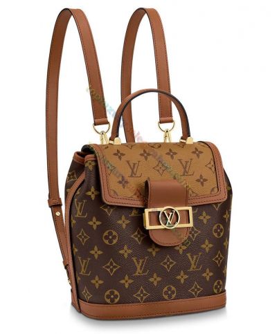  Louis Vuitton Dauphine Monogram Printing Hollowed-out LV Buckle Coffe & Brown Canvas Women's Backpack M45142
