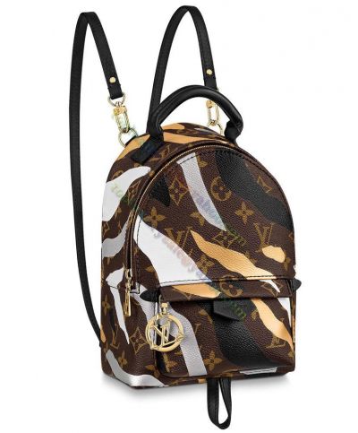  Louis Vuitton Monogram Lvxlol Palm Springs Camouflage Pattern LV Circle Detail Female Brown Backpack