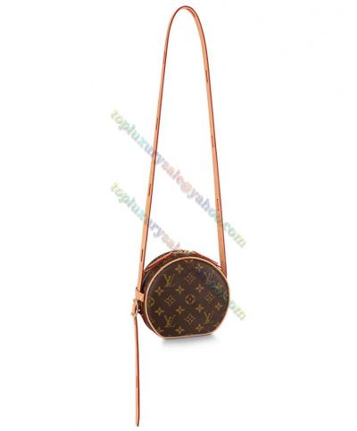 Louis Vuitton Boite Chapeau Souple PM Double Zipper Closure Monogram Printing Brown Canvas Beige Leather Crossbody Bag 