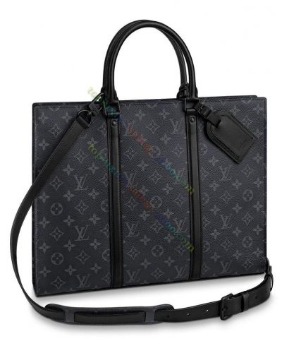  Louis Vuitton Sac Plat Monogram Pattern Horizontal Zippe M45265 Women Black Canvas & Leather Patchwork Business Style Women's Tote Bag