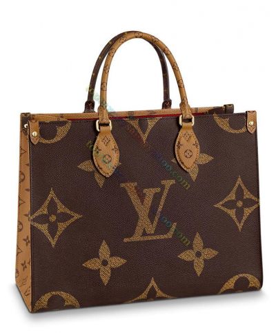 Louis Vuitton Onthego MM Large Monogram LV Logo Pattern Women Brown & Coffee Canvas Bussines Style Tote Bag 
