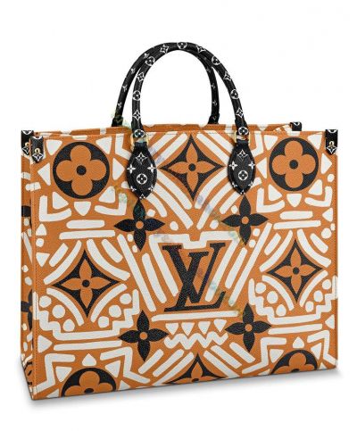 Louis Vuitton LV Crafty Onthego GM Coffee Striped Motif Classic Monogram Printing Women Top Sale Tote Bag M45359