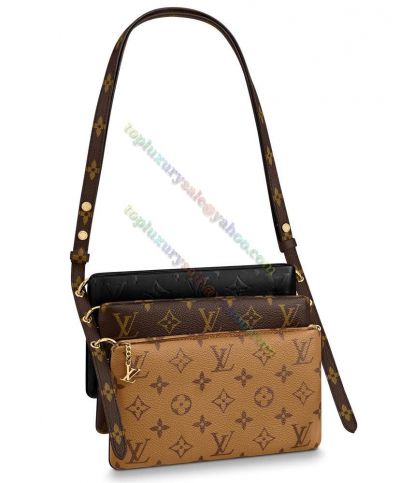 Louis Vuitton Lv3 M45412 Tri-color Individual Zipper Pouches Monogram Printing Women Crossbody Bag Coffee/Brown/Black