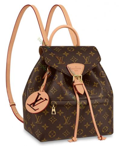  Louis Vuitton Montsouris PM Monogram Pattern Women Brown Leather Medium High Quality Classic Flap Backpack M45501