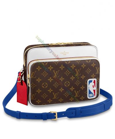  Louis Vuitton Lvxnba Nil Classic Monogram Printing NBA Accessories Detail Female Brown Canvas & White Leather  Messenger Bag M45584