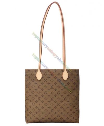  Louis Vuitton Carry It Monogram Printing Beige Leather Slim Top Handles Brown Canvas Most Iconic Tote Bag For Ladies 