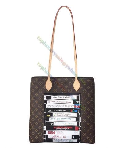  Louis Vuitton Carry It Monogram Canvas Advertising Board Detail Slim Beige Leather Shoulder Strap 2022 New Women Tote Bag