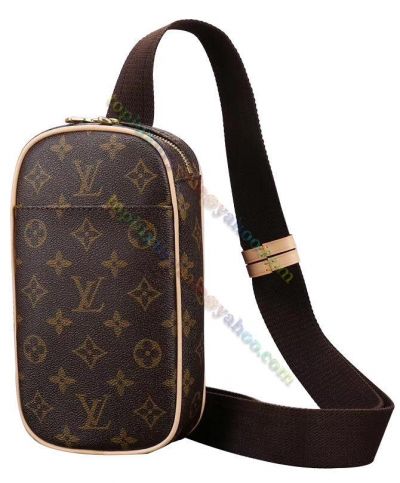  Louis Vuitton Pochette Gange Monogram Coated Brown Canvas Beige Leather Trimming Unisex Cheapest Sling Bag