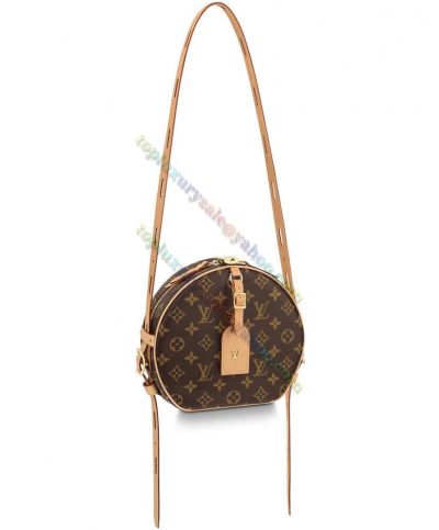 Louis Vuitton Boite Chapeau Souple Monogram Pattern Coffee Leather Double Zipper Brown Canvas Best Quality Crossbody Bag