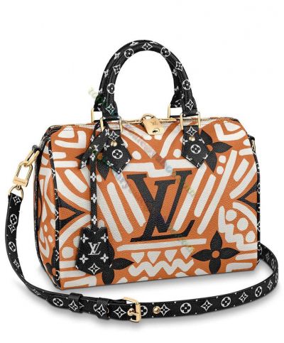 Louis Vuitton Crafty Speedy Bandouliere 25 M56588 Light Coffee Leather Large LV Pattern Hot Selling Medium Women Boston Bag