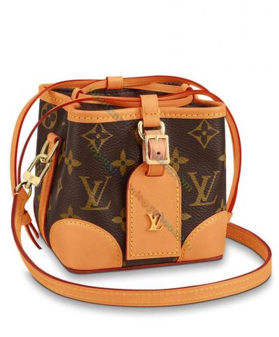 Louis Vuitton Noe Purse Monogram Coated Brown Canvas Buckle Detail Women Coffee Leather Low Price Crossbody Bag M57099