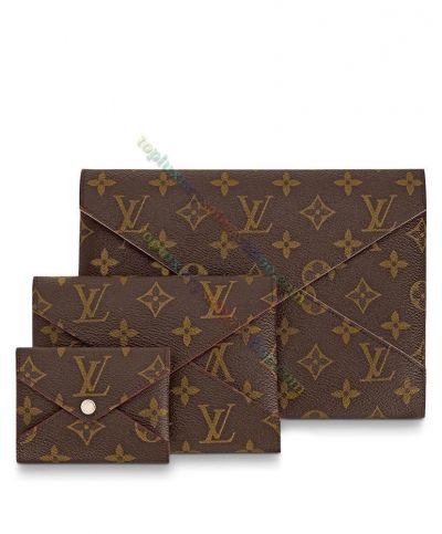  Louis Vuitton Monogram Kirigami Pochette Coated Brown Canvas Trinity Unisex Hot Selling Flap Pouch M62034