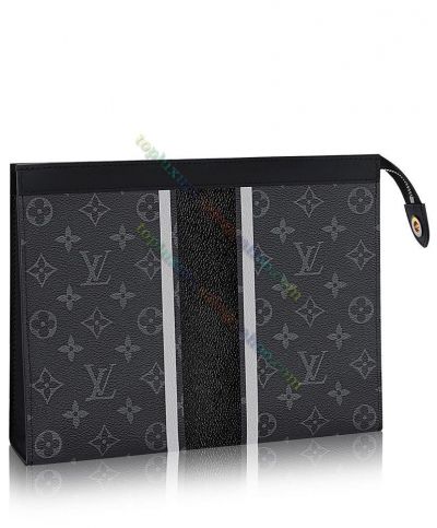  Louis Vuitton Voyage MM Monogram Printing Reflective Bands Fale Black Leather & Canvas Pochette Hot Selling Roomy Wallet