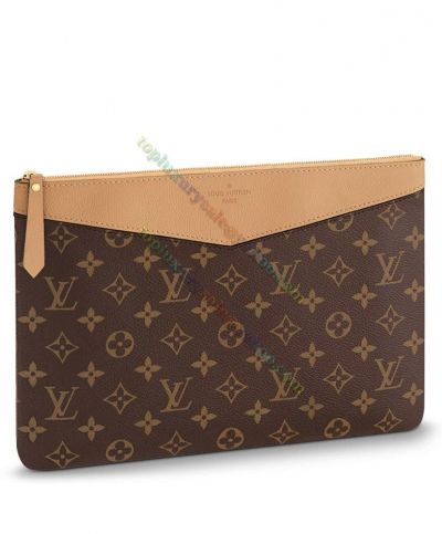  Louis Vuitton Daily Pouch Monogram Printing Brown Canvas Coffee Leather Zipper Top Quality Ladies Daily Pouch M64591