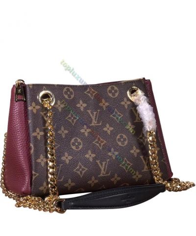  Louis Vuitton Monogram Surene MM Medium Purple Grained Leather Brown Canvas Female Best Chain Shoulder Bag