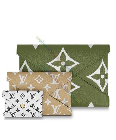  Louis Vuitton Pochette Kirigami Monogram 2022 New Neutral Green/Khaki/White Trinity iPad Envelope / Passport Envelope/ Card Envelope