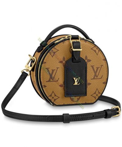Louis Vuitton Women's Mini Boite Chapeau Monogram Printing Black Leather Trim Brown Canvas Low Price Shoulder Bag