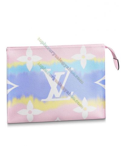  Louis Vuitton Escale Large Monogram Pattern Women Pastel / Pink Sweet Style Clutch Bag 26 M69137