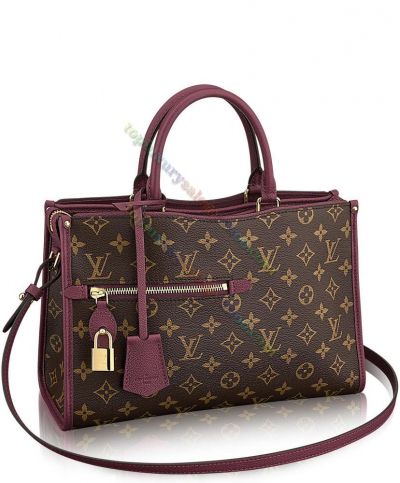 Louis Vuitton Monogram Popincourt PM Purple Leather Detail Ladies Brown Canvas Tote Bag For Sale Online
