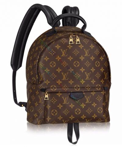 Louis Vuitton Palm Springs Monogram Motif Brown Canvas And Black Leather Fashion Pattern Women Best Price PM Backpack 