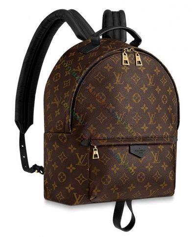 Louis Vuitton Palm Springs MM Monogram Printing Black Leather Detail Female Brown Canvas Backpack 2022 Price List 