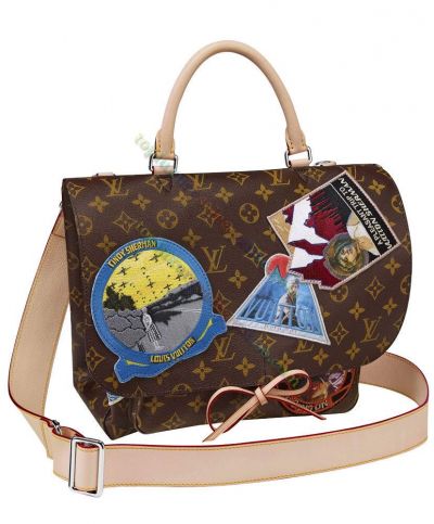  Louis Vuitton Women's Monogram Cindy Sherman Camera Embroidery Tag Brown Coated Canvas Shoulder Bag 