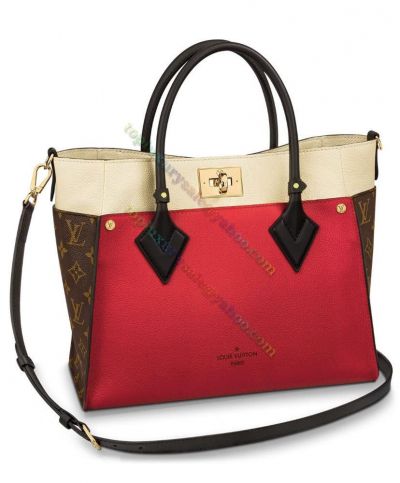  Louis Vuitton On My Side Monogram Red/Beige Leather Ladies 2022 Latest Tote Bag  Women Medium Crossbody Bag M53824