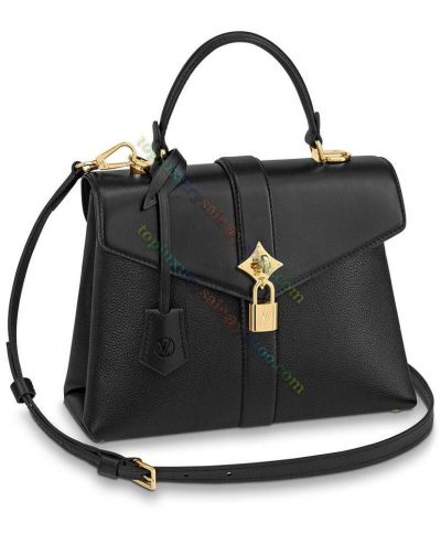 Louis Vuitton Rose Des Vents PM M53821 Golde Monogram & Padlock Women High Quality Black Cowhide Leather Tote Bag 