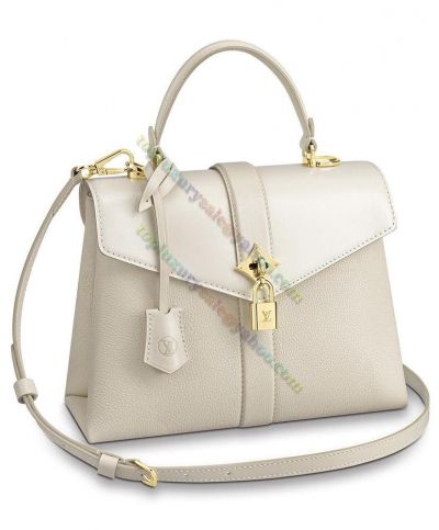 Louis Vuitton Rose Des Vents PM Single Handle Padlock Detail Female Flap White & Grey Patchwork Fashion Shoulder Bag M53822