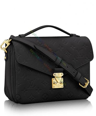 Louis Vuitton Pochette Metis Classic Monogram Embossed Black Cowhide Leather Women Flap Crossbody Bag  M41487 