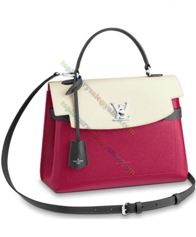   Louis Vuitton Lockme Ever Cream Flap Silver LV Turn Lock Women Purple Leather High End Shoulder Bag