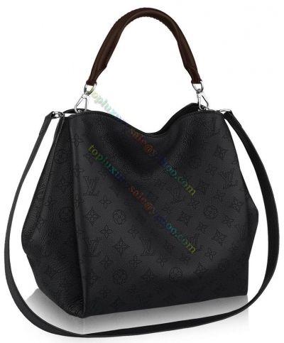 Louis Vuitton Babylone PM Classic Monogram Black Cowhide Leather Braided Handle Perforated Flower Pattern Lady Shoulder Bag