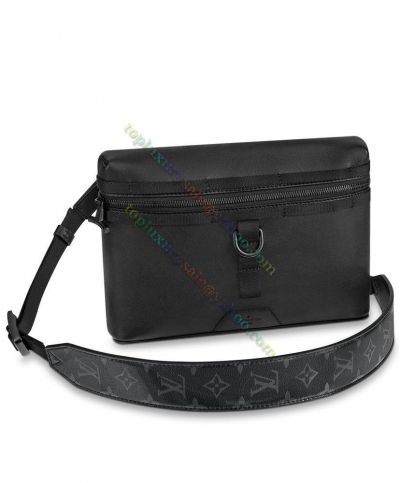 Louis Vuitton PM Medium Zipper Closure Monogram Detail Men Black High Quality Cowhide Leather Messenger Bag