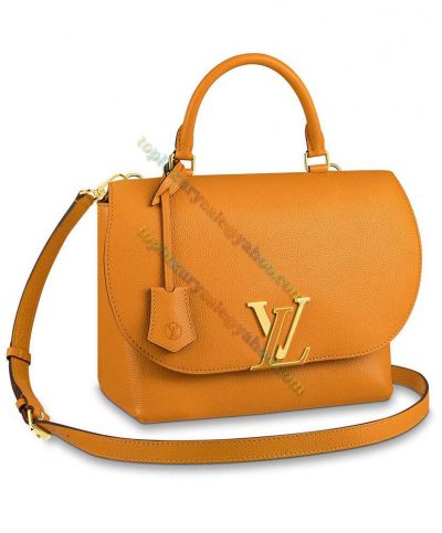  Louis Vuitton Volta Orange Grained Leather Enamel LV Lock Lady Flap High End Medium Tote Bag