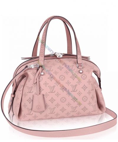 2022 Louis Vuitton Mahina Asteria Perforated Monogram Pattern Pink Leather Double Zipper Tote Bag For Ladies
