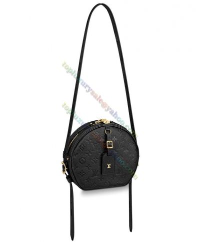 Louis Vuitton Monogram Empreinte Boite Chapeau Souple MM Black Leather LV Pendant Women  Rounded Crossbody Bag 