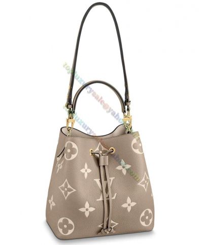 Luis Vuitton Neonoe Fashion Monogram Embossed Single Top Handle Women Beige Cowhide Leather Bucket Bag M45555 For Ladies
