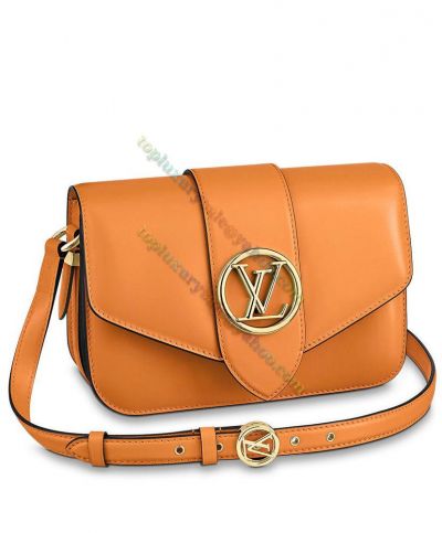 Louis Vuitton LV Pont 9 M55946 Monogram Flower Signature Triangle Flap Center Belt Detail Lady Orange Handbag UK